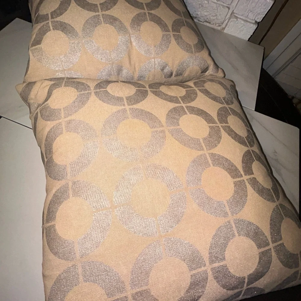 Safavieh Silver Cream Tan Geometric Circles Accent Throw Pillows
